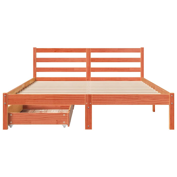 Cadru de pat fără saltea, maro ceruit 150x200 cm lemn masiv pin - WALTI WALTI