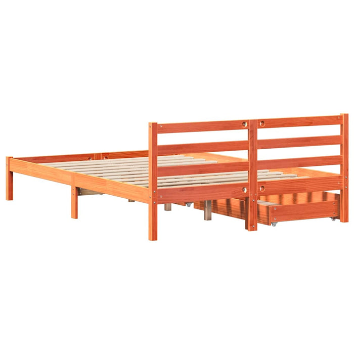 Cadru de pat fără saltea, maro ceruit 150x200 cm lemn masiv pin - WALTI WALTI