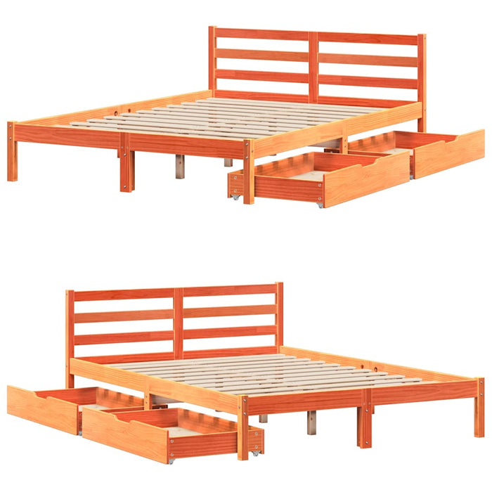 Cadru de pat fără saltea, maro ceruit 150x200 cm lemn masiv pin - WALTI WALTI