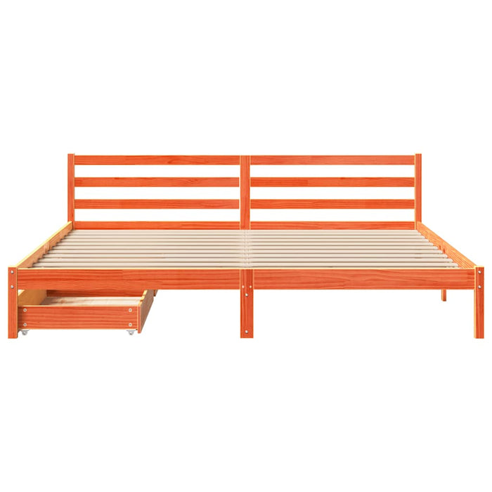 Cadru de pat fără saltea, maro ceruit 200x200 cm lemn masiv pin - WALTI WALTI