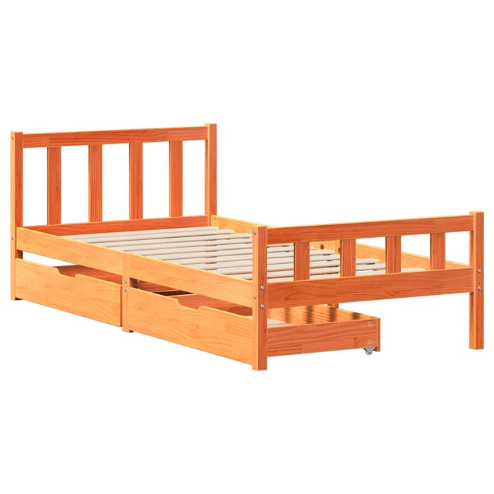 Cadru pat fără saltea, maro ceruit, 75x190 cm, lemn masiv pin - WALTI WALTI