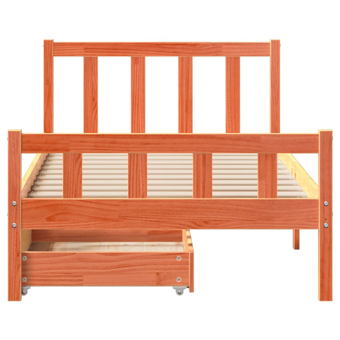 Cadru pat fără saltea, maro ceruit, 75x190 cm, lemn masiv pin - WALTI WALTI