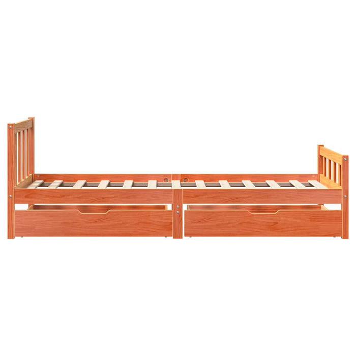 Cadru pat fără saltea, maro ceruit, 75x190 cm, lemn masiv pin - WALTI WALTI
