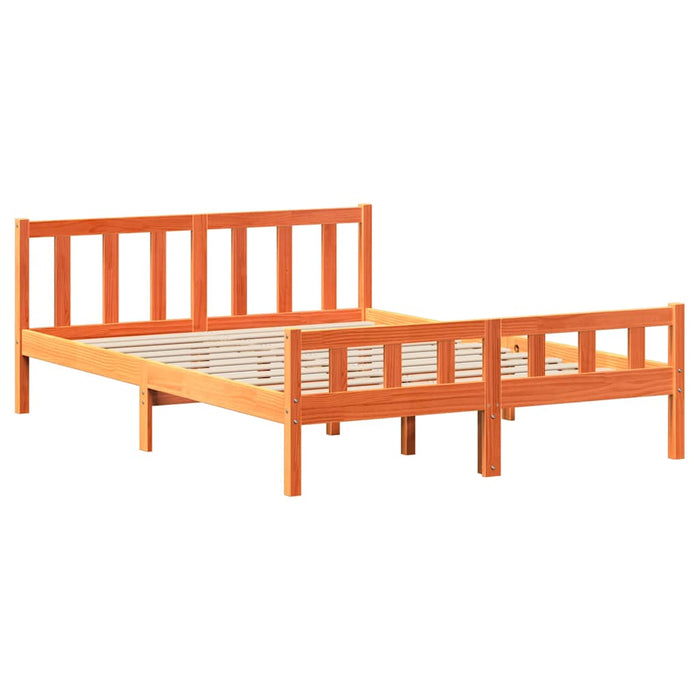 Cadru de pat fără saltea, maro ceruit 150x200 cm lemn masiv pin WALTI