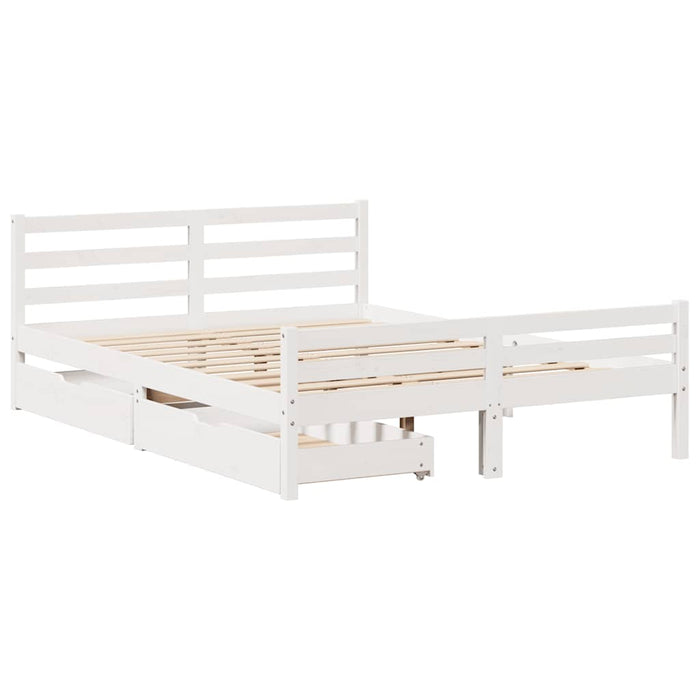 Cadru de pat fără saltea, alb, 135x190 cm, lemn masiv de pin - WALTI WALTI