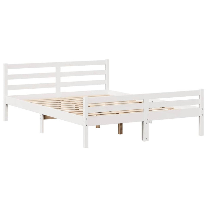 Cadru de pat fără saltea, alb, 135x190 cm, lemn masiv de pin - WALTI WALTI
