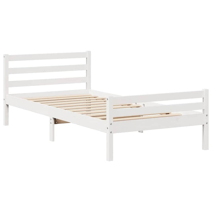Cadru pat fără saltea, alb, 100x200 cm, lemn masiv pin - WALTI WALTI