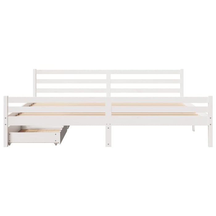 Cadru de pat fără saltea, alb, 200x200 cm, lemn masiv pin - WALTI WALTI