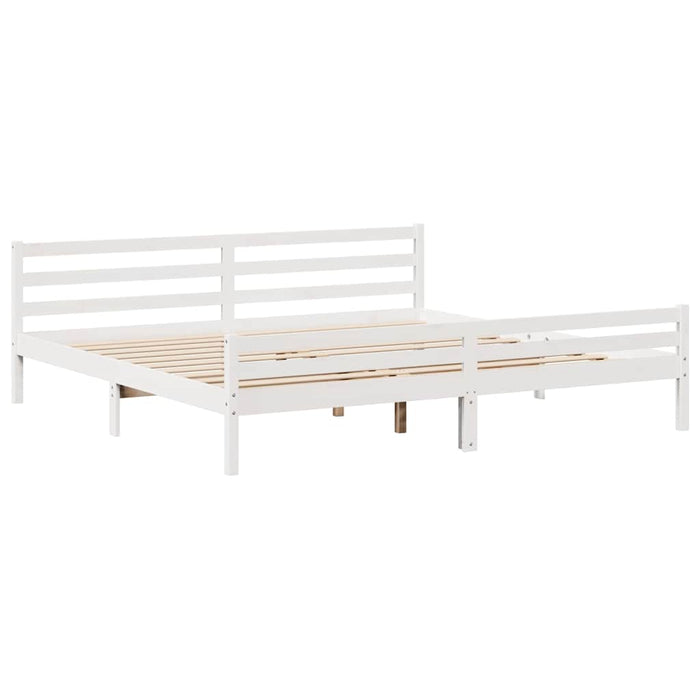 Cadru de pat fără saltea, alb, 200x200 cm, lemn masiv pin - WALTI WALTI
