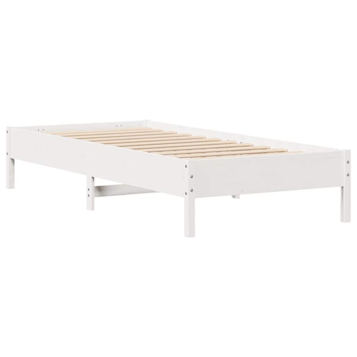 Cadru pat fără saltea, alb, 100x200 cm, lemn masiv pin WALTI