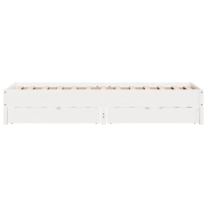 Cadru pat fără saltea, alb, 100x200 cm, lemn masiv pin WALTI