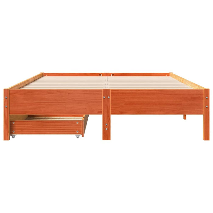 Cadru pat fără saltea, maro ceruit, 135x190 cm, lemn masiv pin - WALTI WALTI