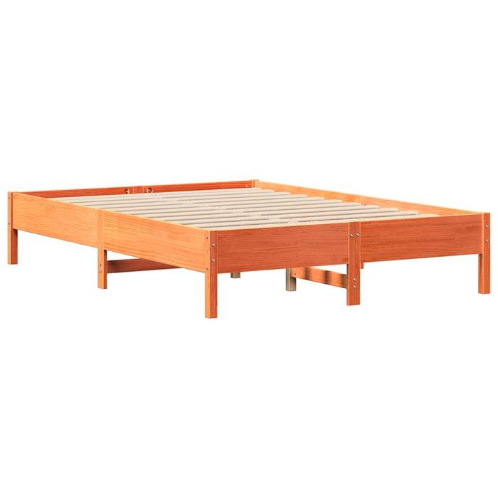 Cadru pat fără saltea, maro ceruit, 135x190 cm, lemn masiv pin - WALTI WALTI