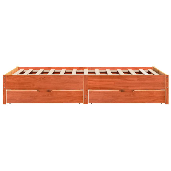 Cadru pat fără saltea, maro ceruit, 135x190 cm, lemn masiv pin - WALTI WALTI