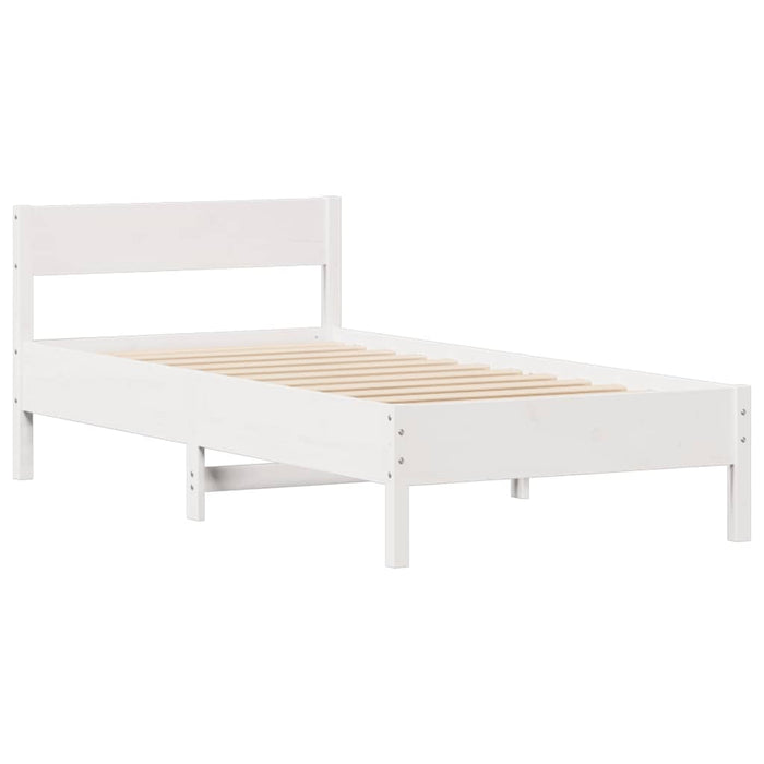 Cadru pat fără saltea, alb, 100x200 cm, lemn masiv pin WALTI