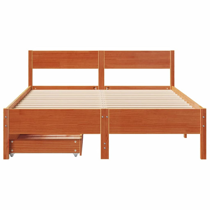 Cadru pat fără saltea, maro ceruit, 140x190 cm, lemn masiv pin - WALTI WALTI