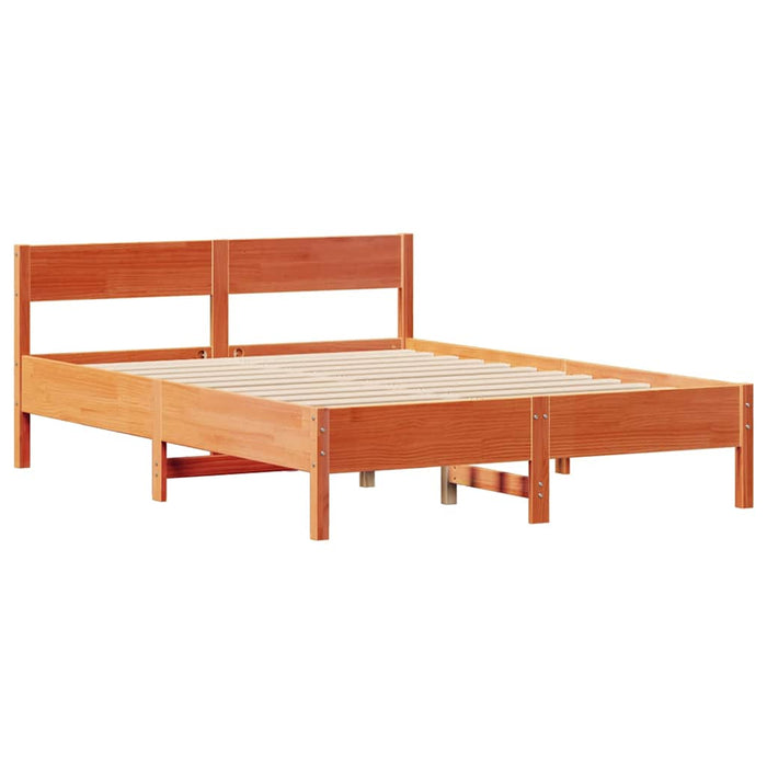 Cadru pat fără saltea, maro ceruit, 140x190 cm, lemn masiv pin - WALTI WALTI