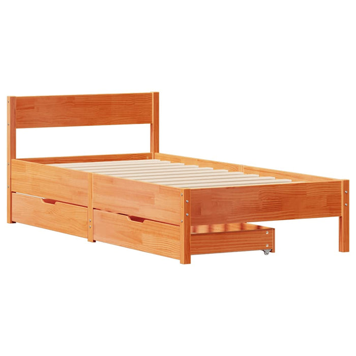 Cadru pat fără saltea, maro ceruit, 90x190 cm, lemn masiv pin - WALTI WALTI