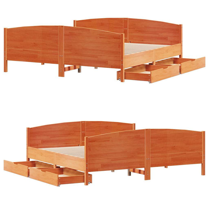 Cadru pat fără saltea, maro ceruit, 160x200 cm, lemn masiv pin - WALTI WALTI