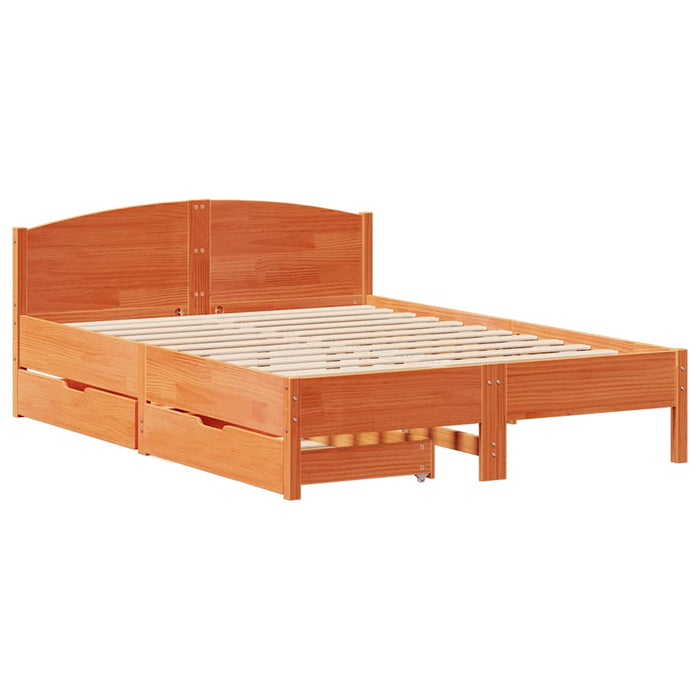 Cadru de pat fără saltea, maro ceruit 140x200 cm lemn masiv pin - WALTI WALTI