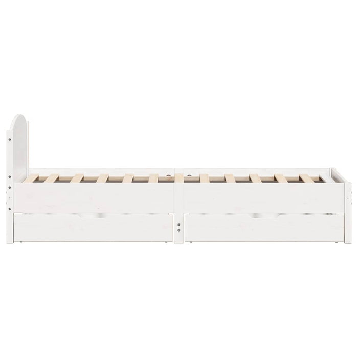 Cadru pat fără saltea, alb, 100x200 cm, lemn masiv pin - WALTI WALTI