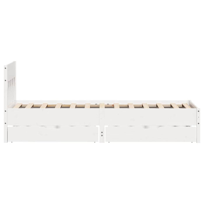 Cadru pat fără saltea, alb, 100x200 cm, lemn masiv pin - WALTI WALTI