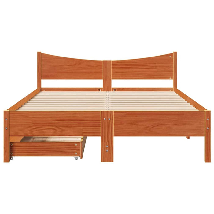 Cadru pat cu sertare maro ceruit, 120x200 cm, lemn masiv de pin - WALTI WALTI