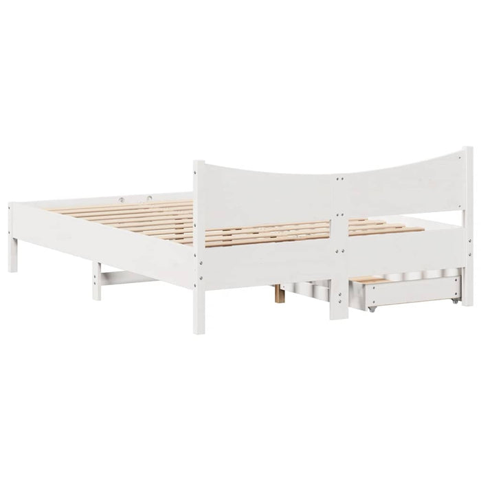 Cadru de pat cu sertare, alb, 140x190 cm, lemn masiv de pin - WALTI WALTI