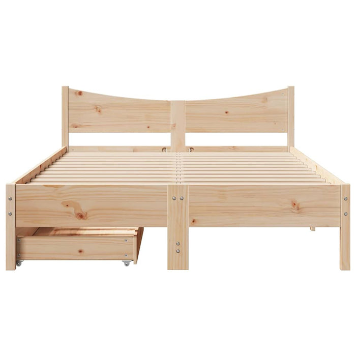 Cadru de pat cu sertare, 135x190 cm, lemn masiv de pin - WALTI WALTI