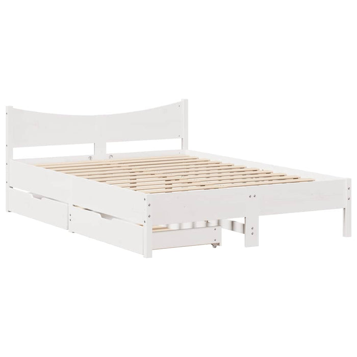 Cadru de pat cu sertare, alb, 120x190 cm, lemn masiv pin - WALTI WALTI
