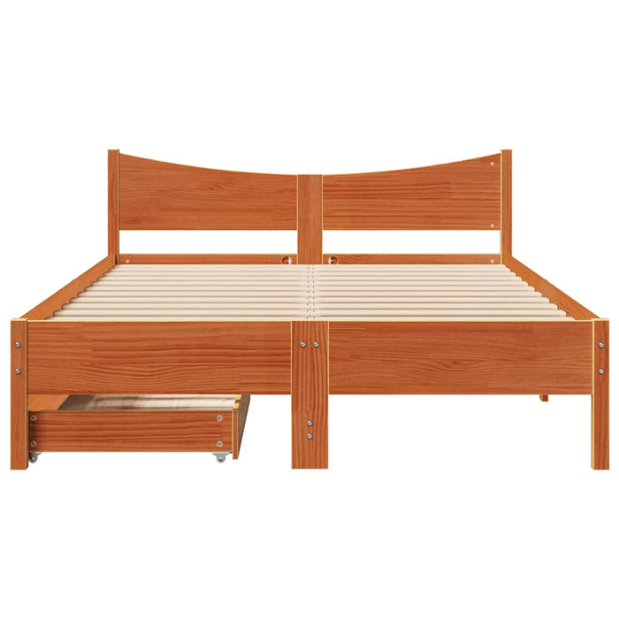 Cadru pat cu sertare maro ceruit, 120x190 cm, lemn masiv de pin - WALTI WALTI