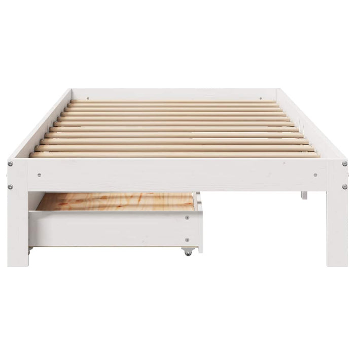 Cadru de pat cu sertare, alb, 75x190 cm, lemn masiv de pin - WALTI WALTI