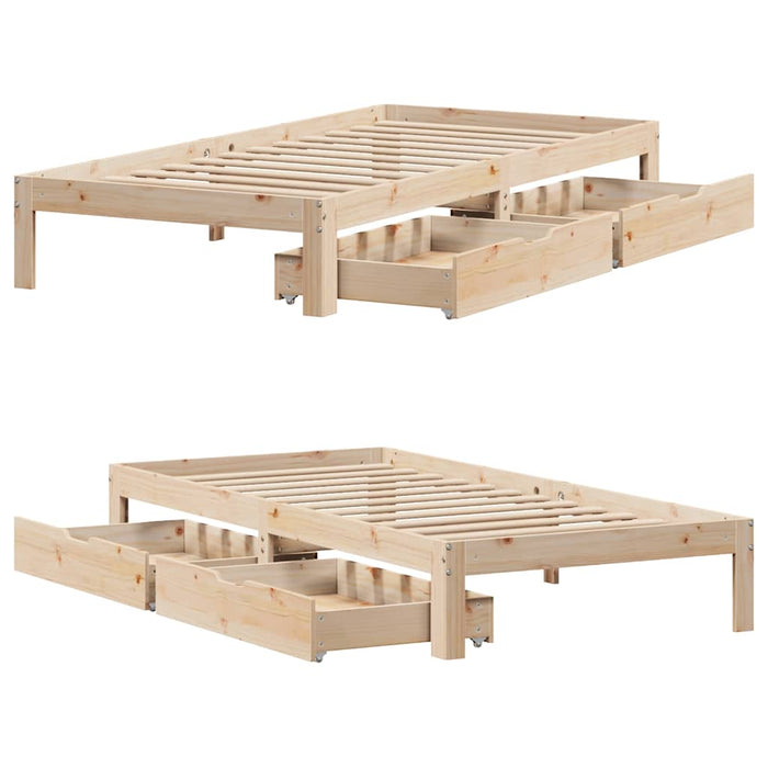 Cadru de pat pentru copii cu sertare, 90x190 cm, lemn masiv pin - WALTI WALTI