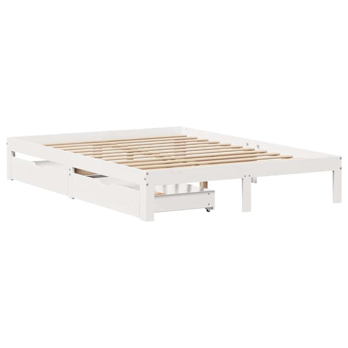 Cadru de pat cu sertare, alb, 140x190 cm, lemn masiv de pin - WALTI WALTI