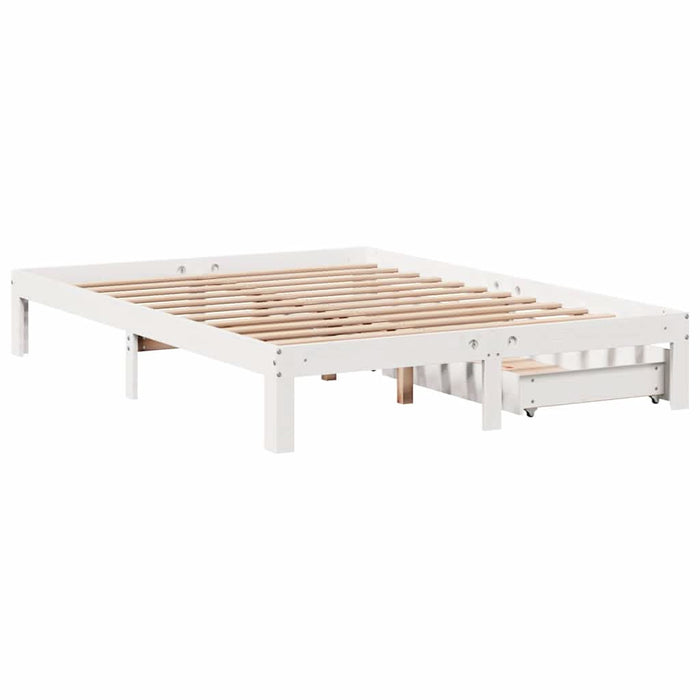 Cadru de pat cu sertare, alb, 140x190 cm, lemn masiv de pin - WALTI WALTI