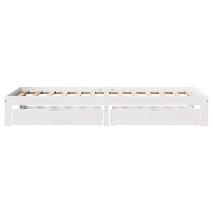 Cadru de pat cu sertare, alb, 90x200 cm lemn masiv pin - WALTI WALTI