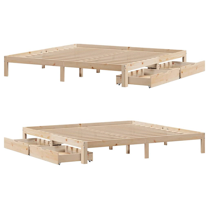 Cadru de pat cu sertare 180x200 cm lemn masiv pin - WALTI WALTI
