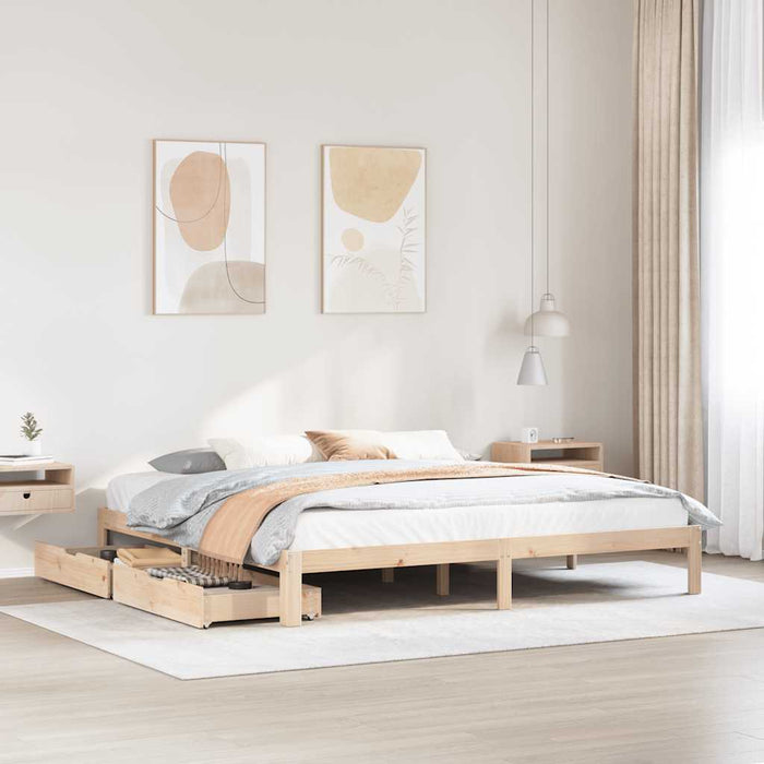 Cadru de pat cu sertare 180x200 cm lemn masiv pin - WALTI WALTI