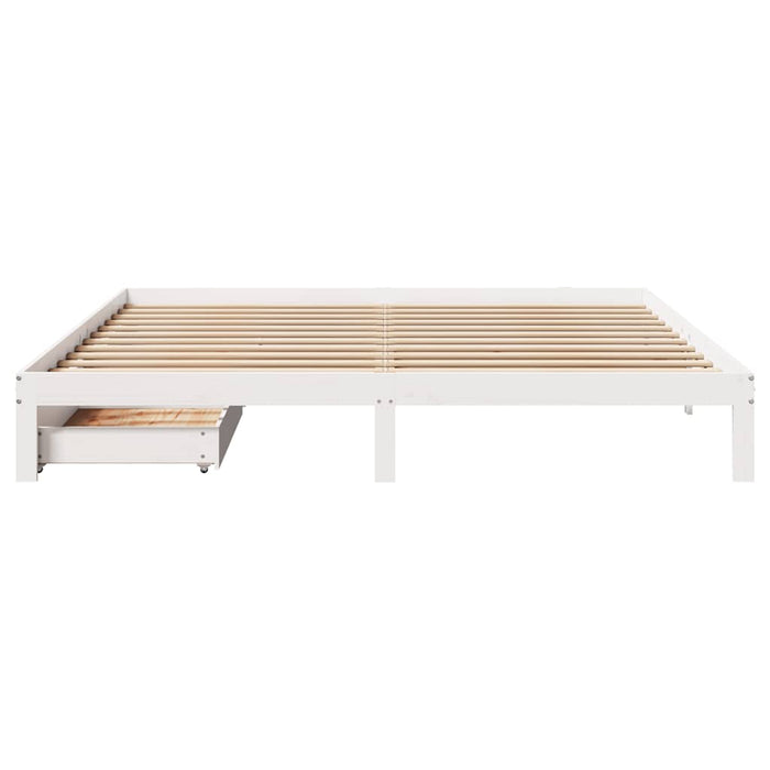 Cadru de pat cu sertare, alb, 180x200 cm, lemn masiv pin - WALTI WALTI
