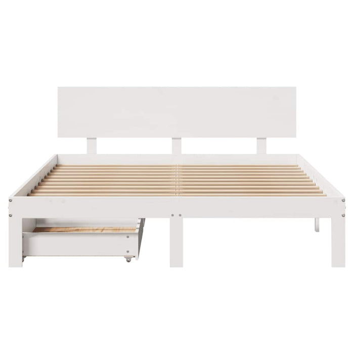 Cadru de pat cu sertare, alb, 120x190 cm, lemn masiv pin - WALTI WALTI