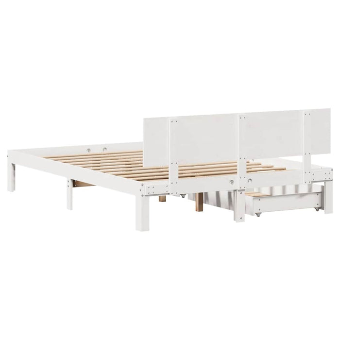 Cadru de pat cu sertare, alb, 120x190 cm, lemn masiv pin - WALTI WALTI