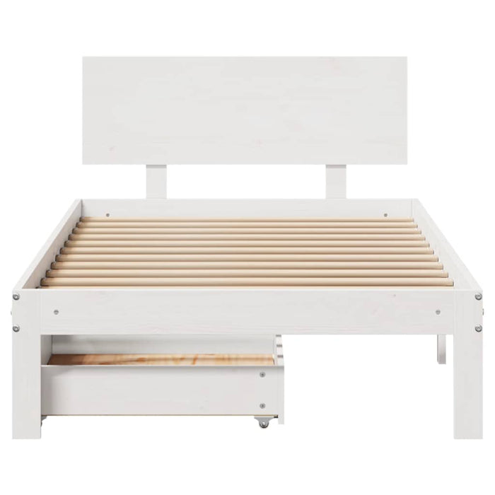 Cadru de pat cu sertare, alb, 90x200 cm lemn masiv pin - WALTI WALTI