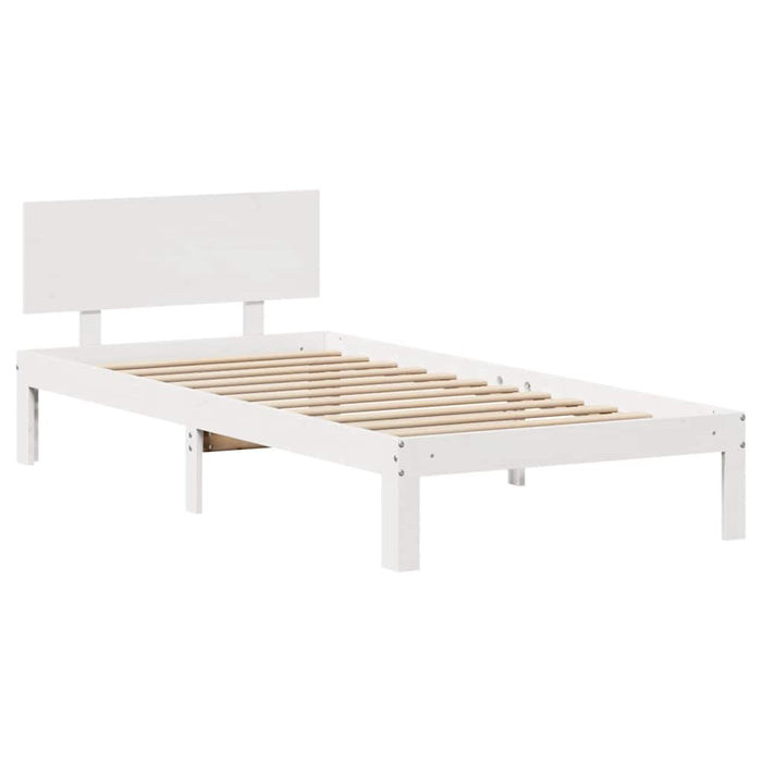 Cadru Pat cu Sertare Alb 100x200 cm Lemn Masiv Pin - WALTI WALTI