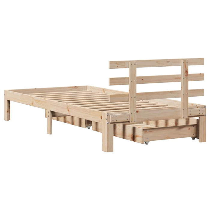 Cadru de pat cu sertare, 75x190 cm, lemn masiv de pin - WALTI WALTI
