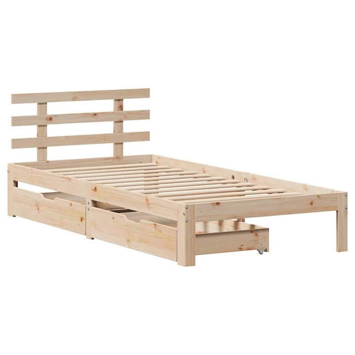 Cadru de pat pentru copii cu sertare, 90x190 cm, lemn masiv pin - WALTI WALTI