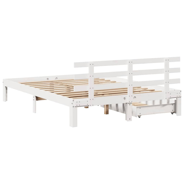 Cadru de pat cu sertare, alb, 120x190 cm, lemn masiv pin - WALTI WALTI