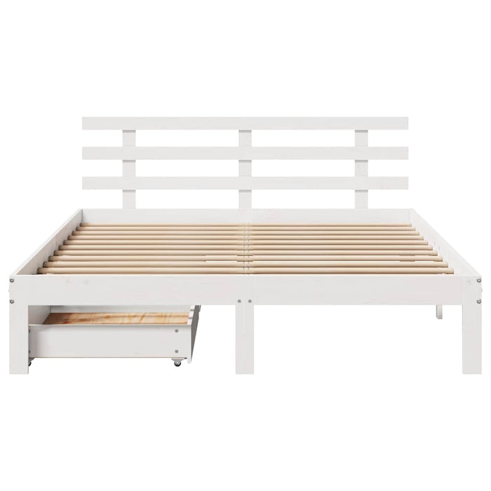 Cadru de pat cu sertare, alb, 140x190 cm, lemn masiv de pin - WALTI WALTI