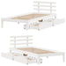 Cadru Pat cu Sertare Alb 100x200 cm Lemn Masiv Pin - WALTI WALTI