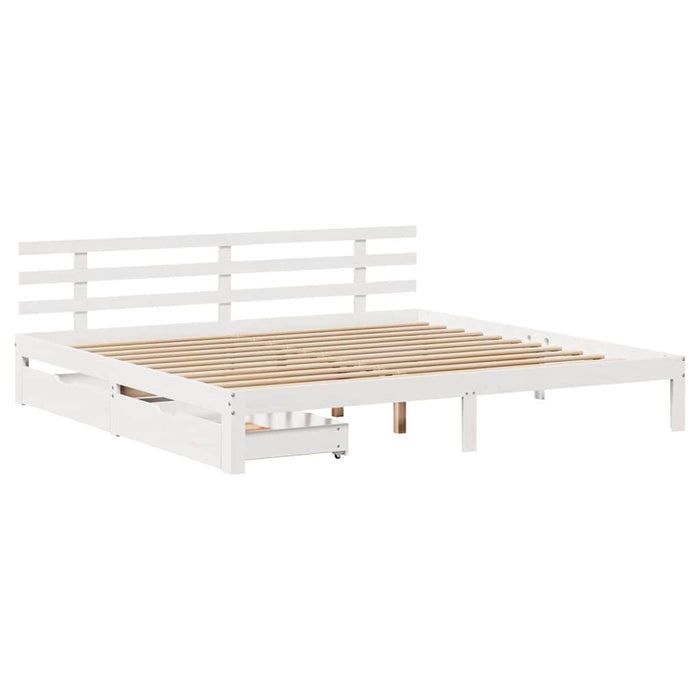 Cadru de pat cu sertare, alb, 180x200 cm, lemn masiv pin - WALTI WALTI