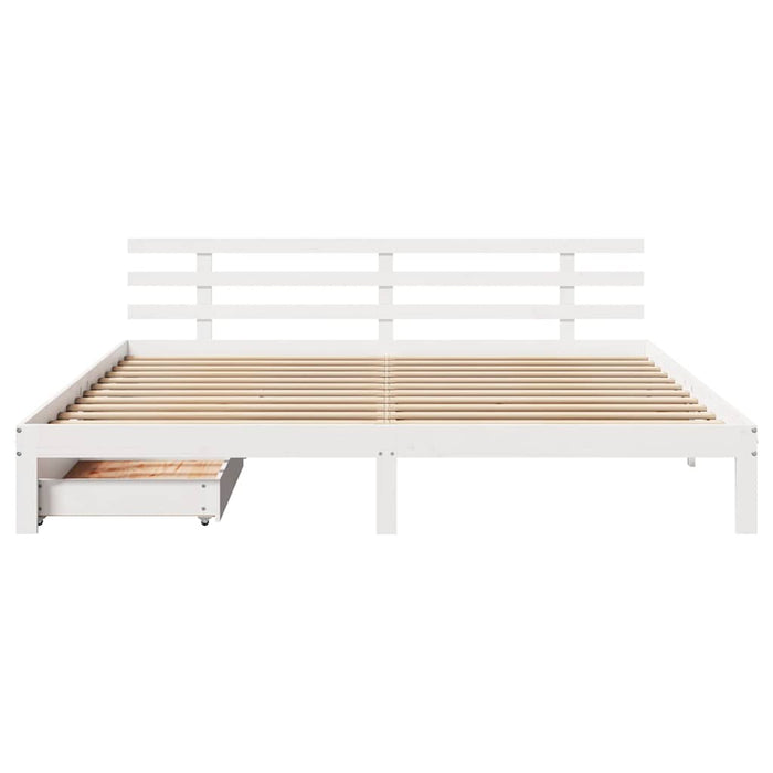 Cadru de pat cu sertare, alb, 180x200 cm, lemn masiv pin - WALTI WALTI